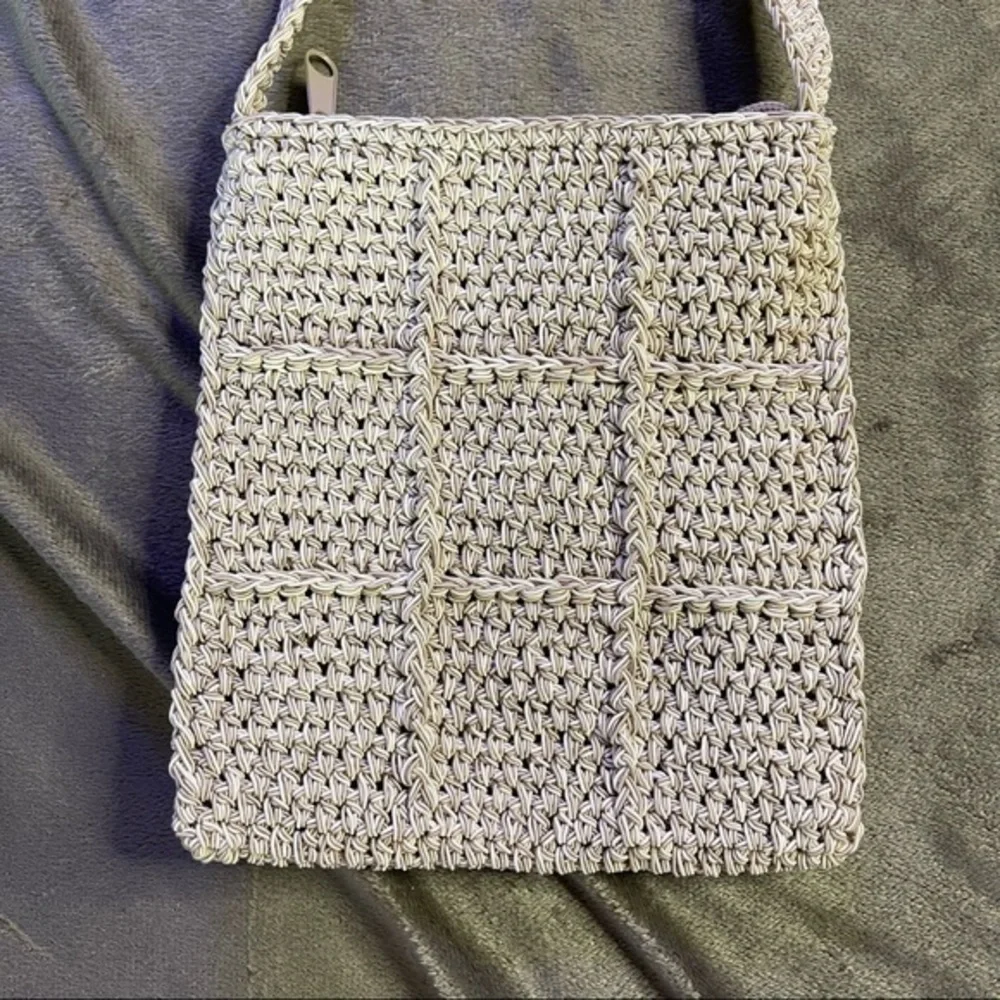 Vintage Raffia Kathy Ireland crochet boho crossbody bag